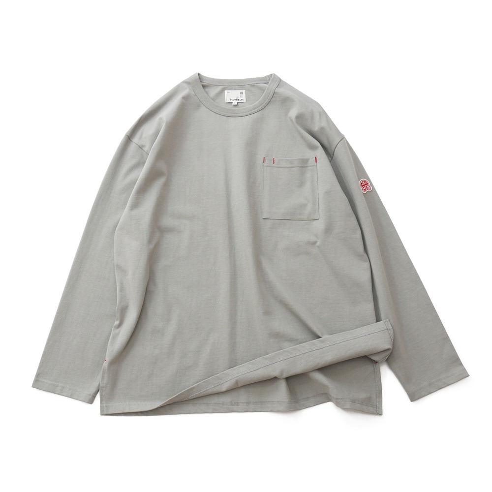 [Horlisun]  20FW Lawrence Overfit Long Sleeve Pocket T-shirts Grey