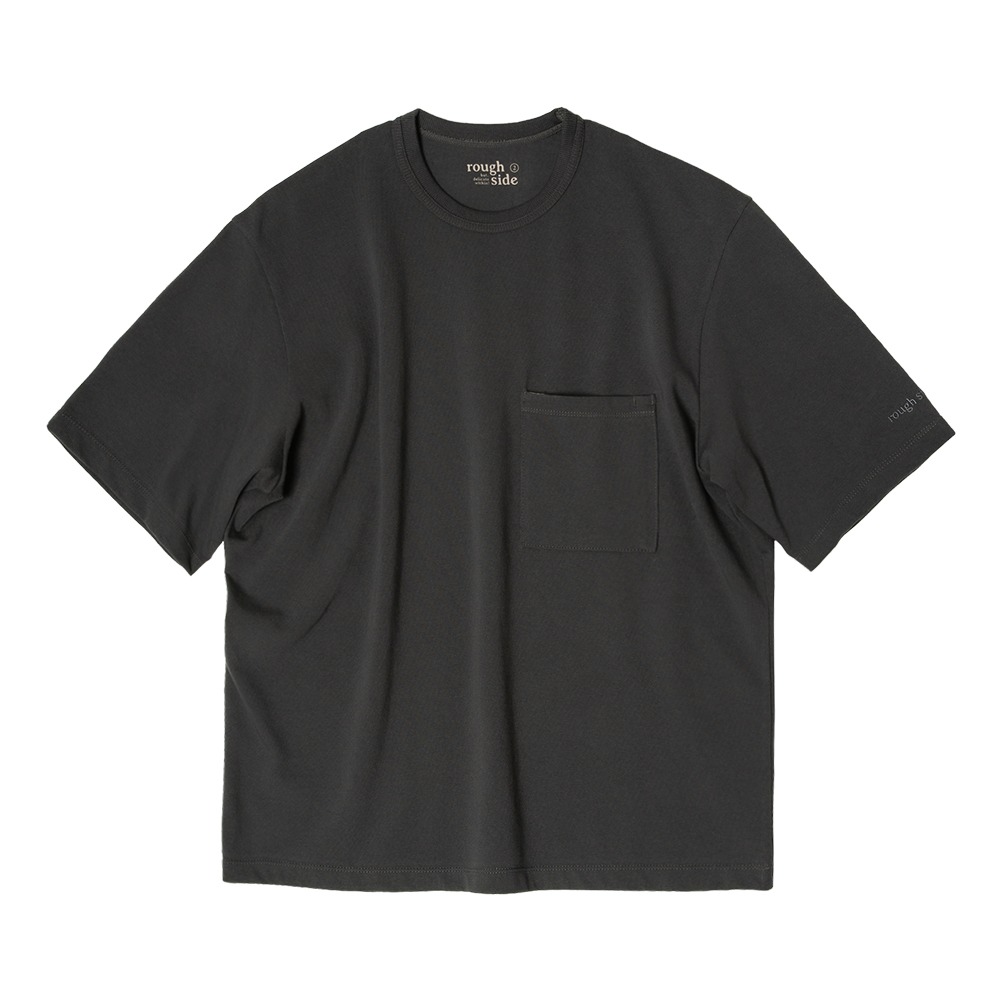 [Rough Side]  Primary Half Sleeved T-Shirt Charcoal