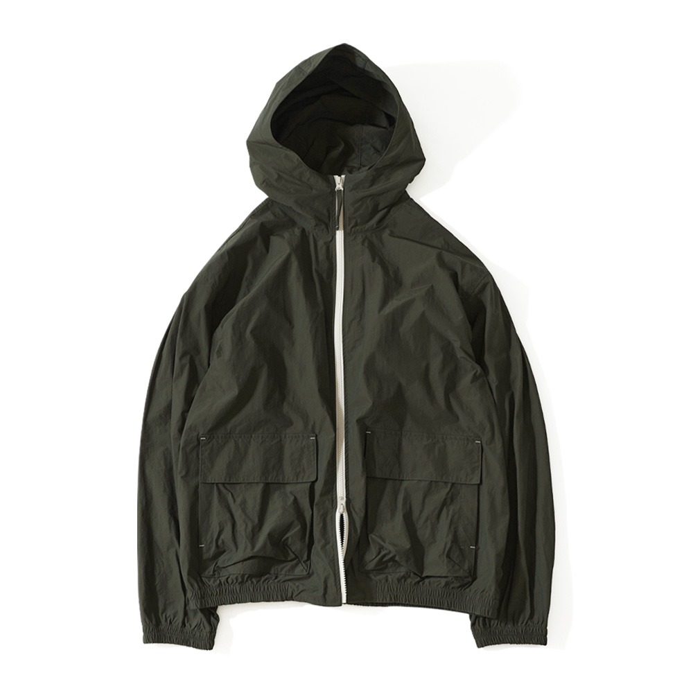 [Horlisun]  21FW Breeze Nylon Hood Zip Up Jacket Dark Khaki