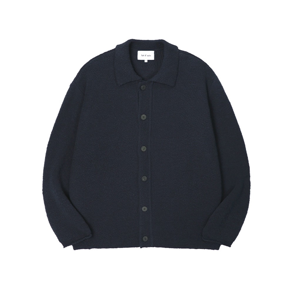 [Art if acts]  Dewdrop Boucle Knit Cardigan Dark Navy  