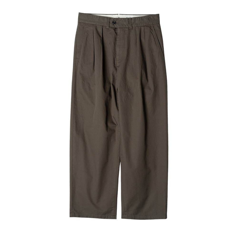 [Rough Side]  2 Tuck Wide Pants Brown