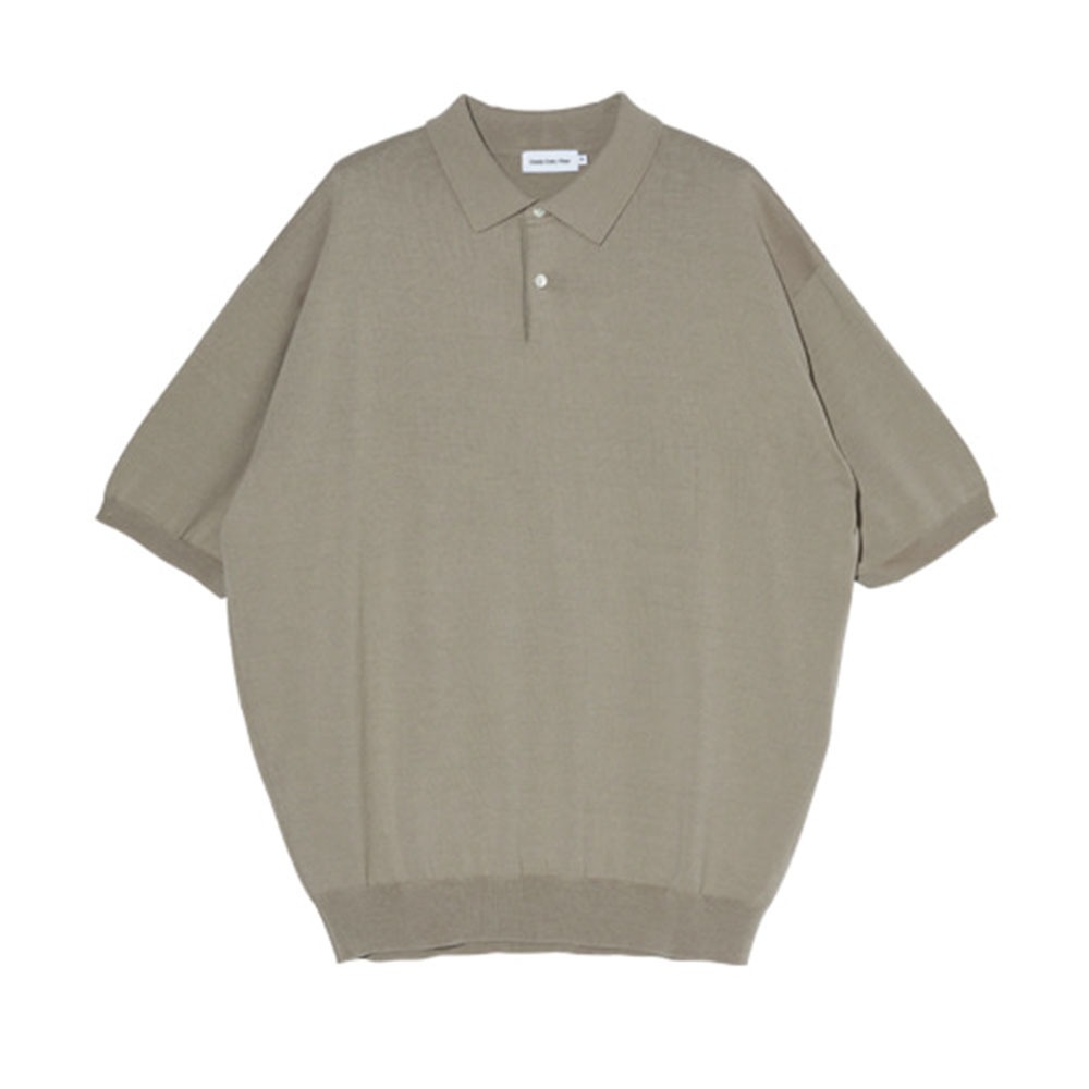 [Steady Every Wear]  Easy Half Sleeved Collar Knit Taupe