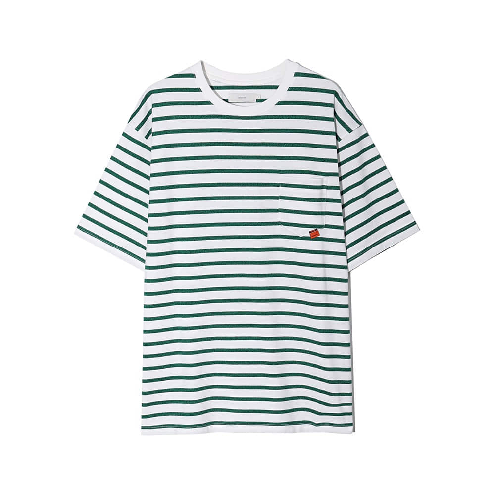 [Ourselves]  Organic Cotton Stripe T-shirts White Green