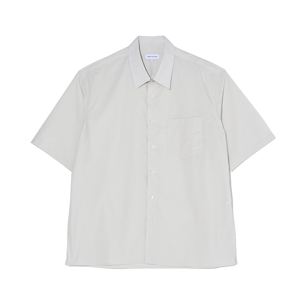 [Steady Every Wear]  Relaxed Half Sleeved Daily Shirts Light Grey