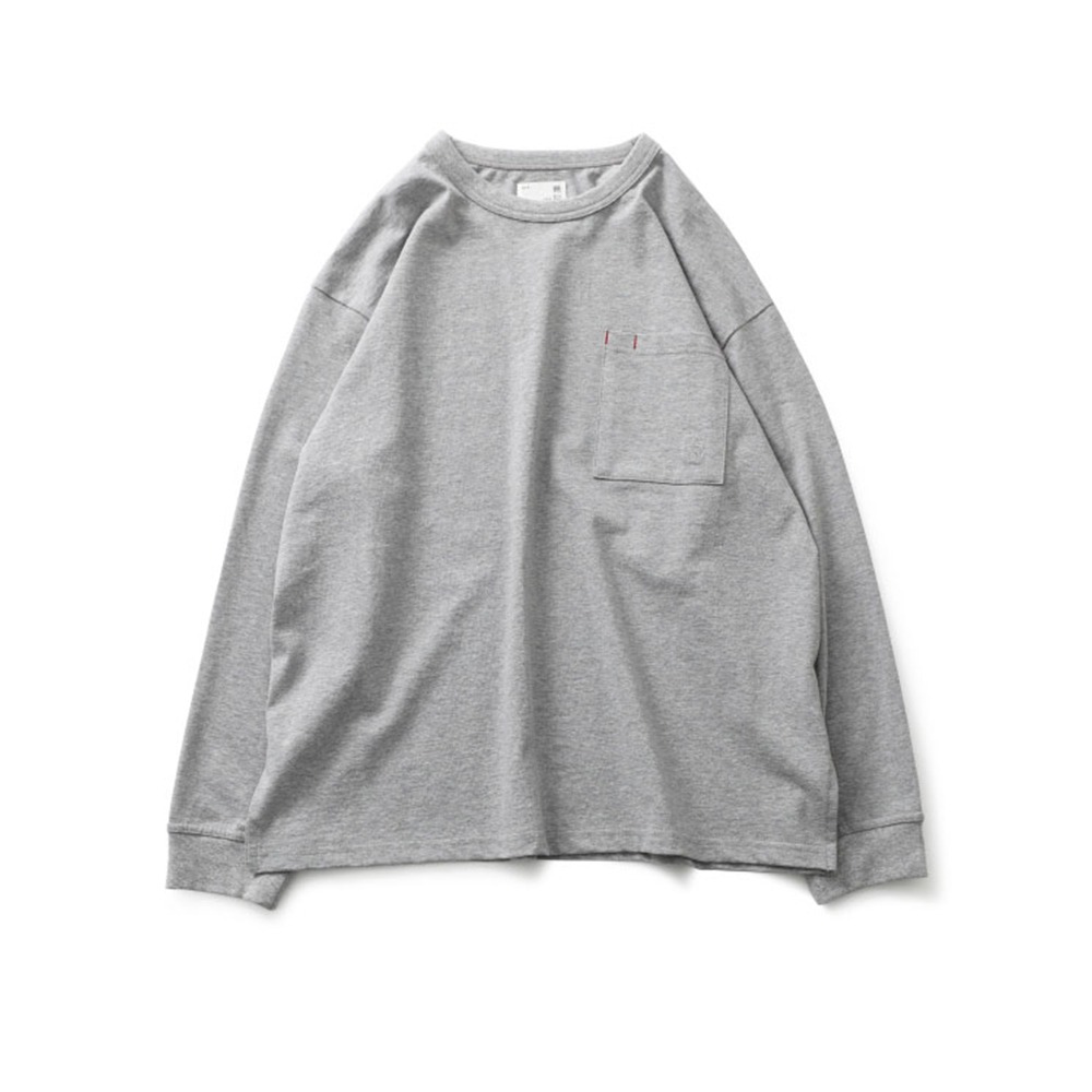 [Horlisun]  22FW Lawrence Overfit Long Sleeve Pocket T-shirt Melange Gray