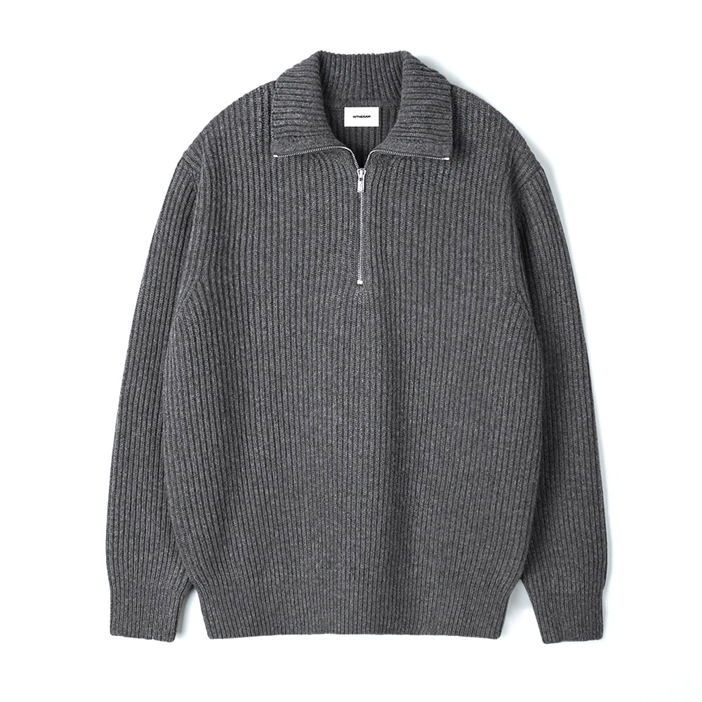 [INTHERAW]  Northern Half Zip Knit Pullover Grey Melange
