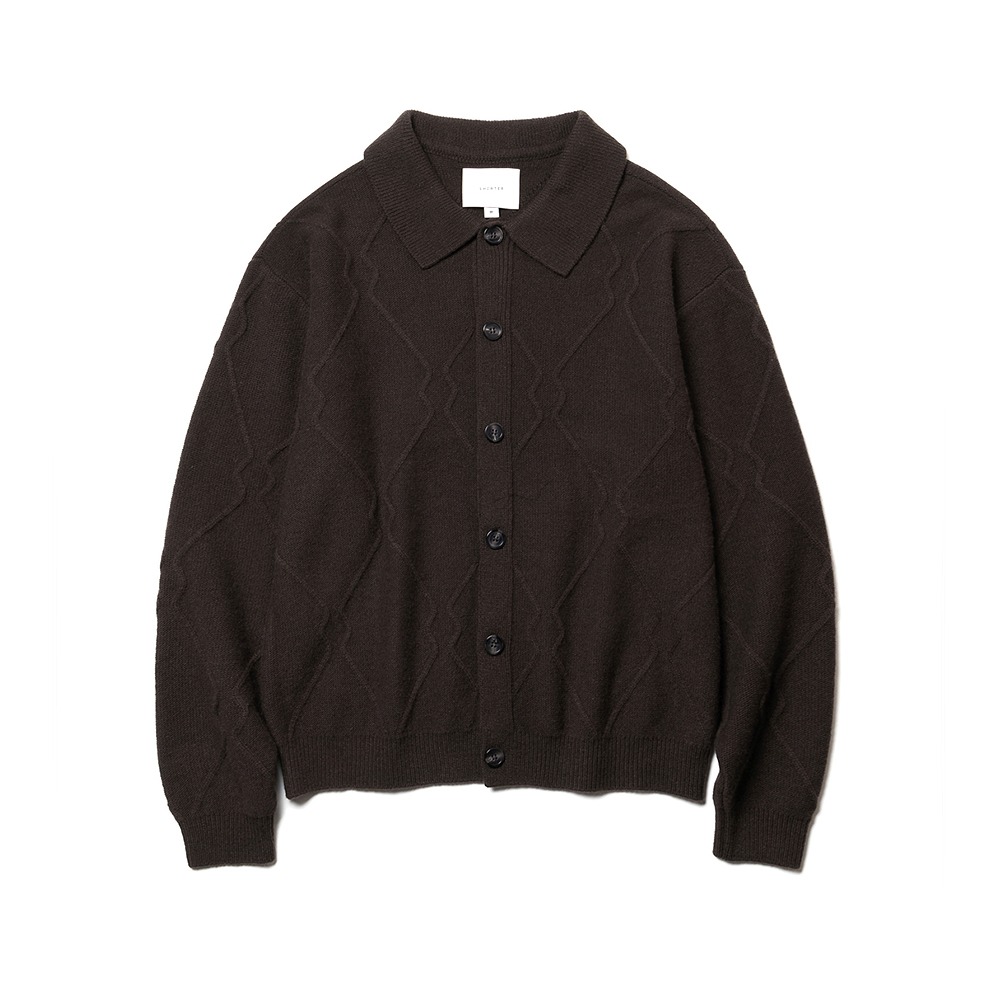 [Shirter]  Wool Cashmere Logo Pattern Cardigan Dark Brown