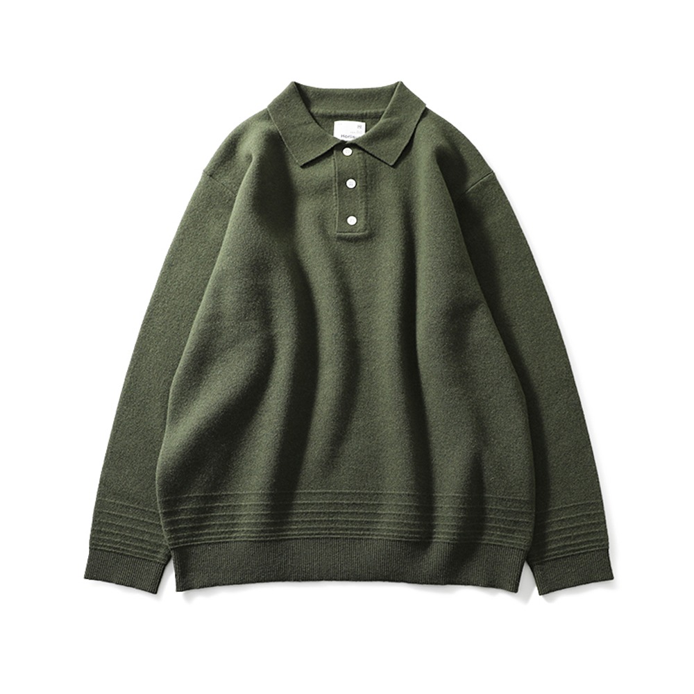 [Horlisun]  22FW Kelowna Knit Pullover Dark Olive