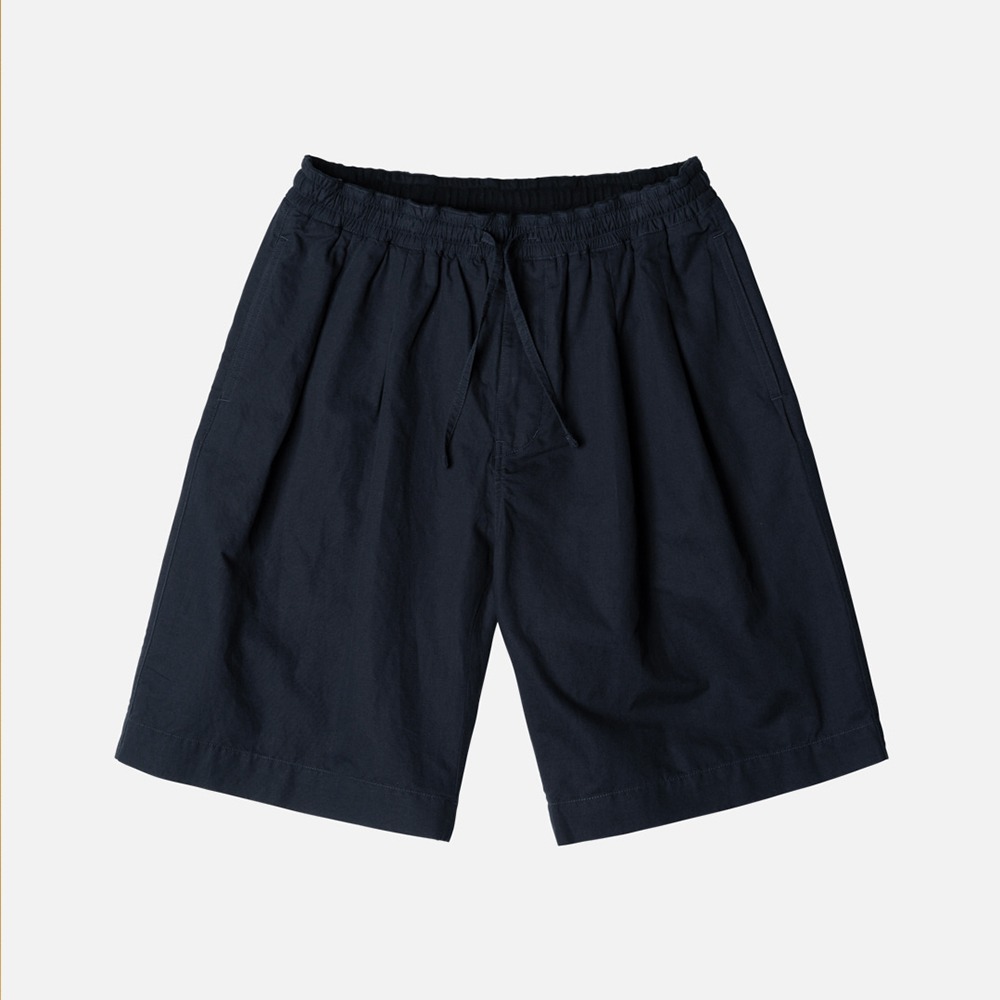 [Rough Side]  23SS Easy Pleate Shorts Navy