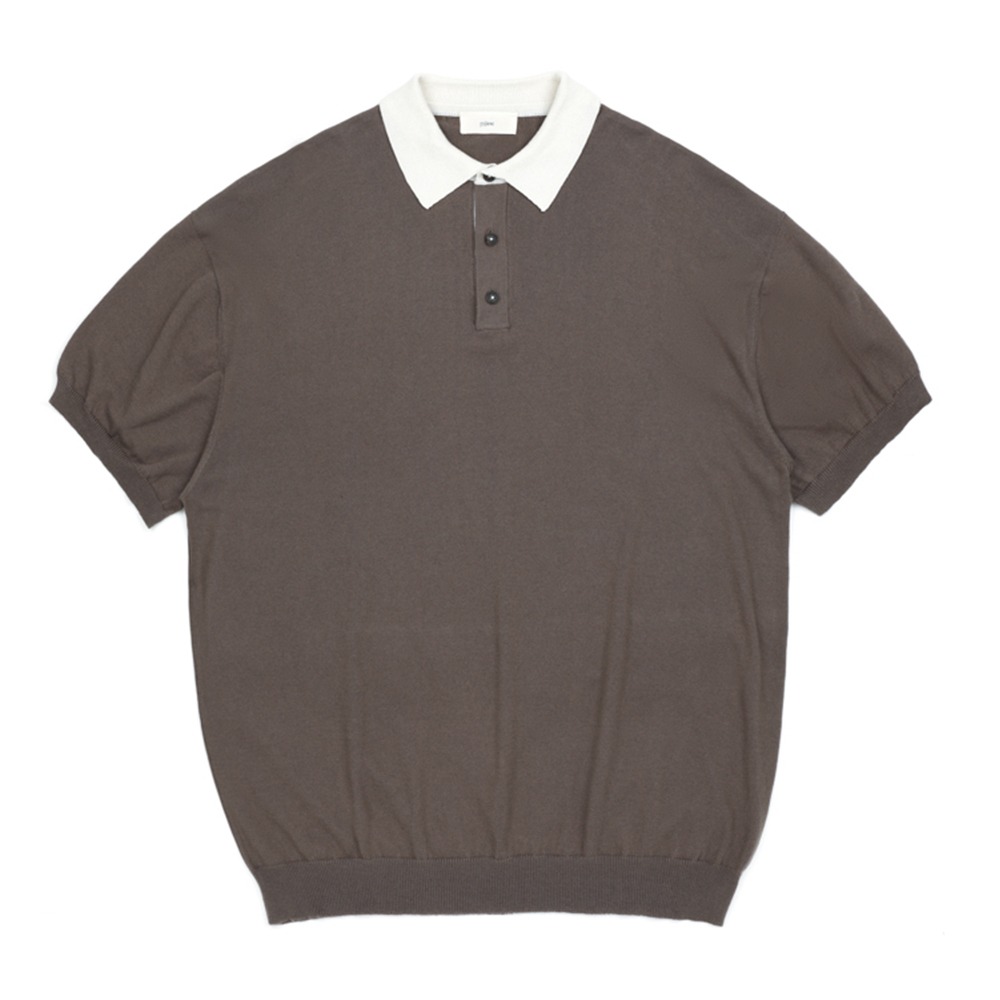 [Gajiroc]  Brown Short Sleeved Knitted Rugby Shirt
