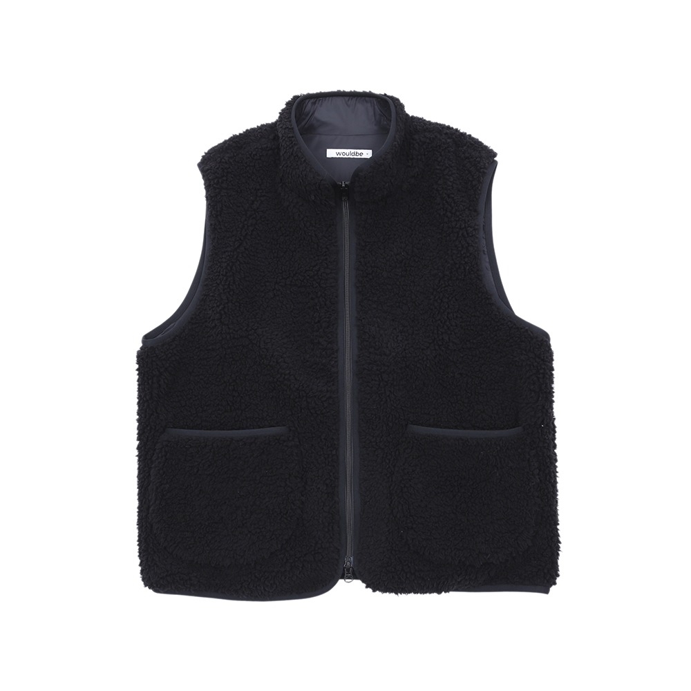[Would Be]  Teddy Sherpa Vest Black  