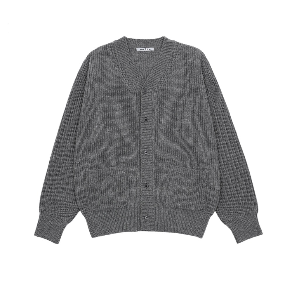 [Would Be]  Heavy Cashmere Cardigan Mid Grey