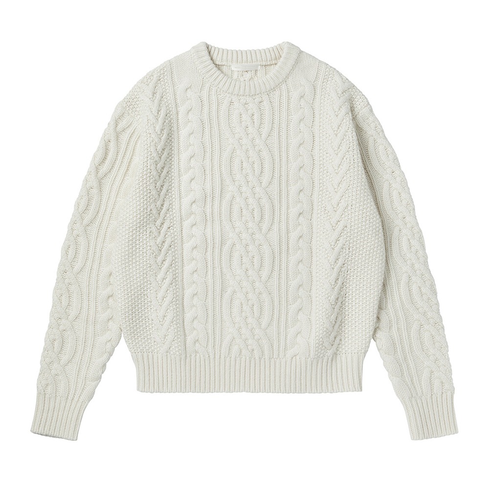 [Worthwhile Movement]   Heavy Cable Sweater Ivory