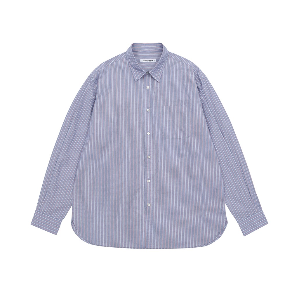 [Would Be]  Relaxed Stripe Shirts Sax