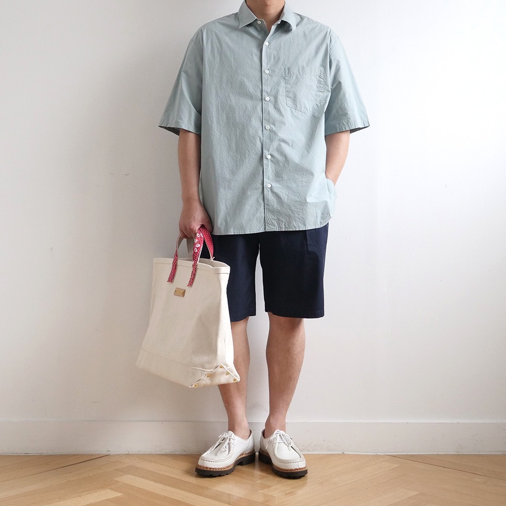 [Steady Every Wear]  Relaxed Half Sleeved Daily Shirts Light Green  