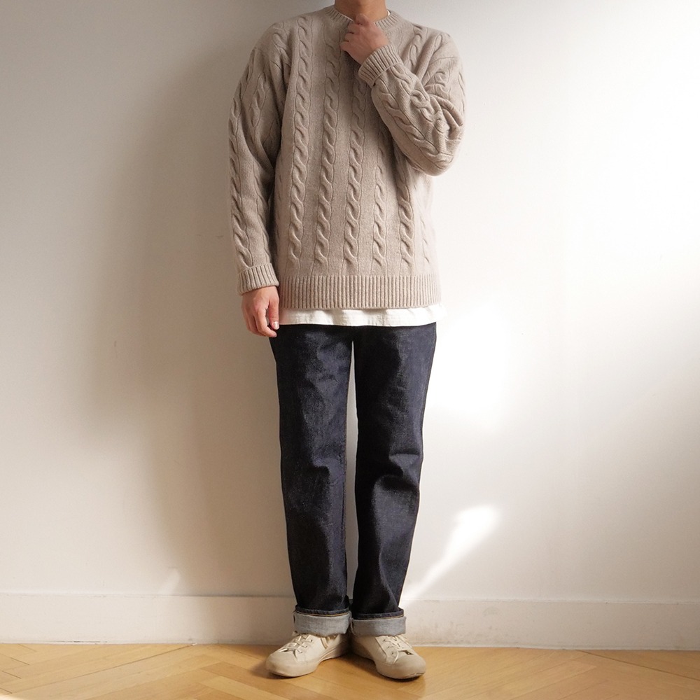 [Steady Every Wear]  Cozy Wool Cashmere Cable Knit Oatmeal