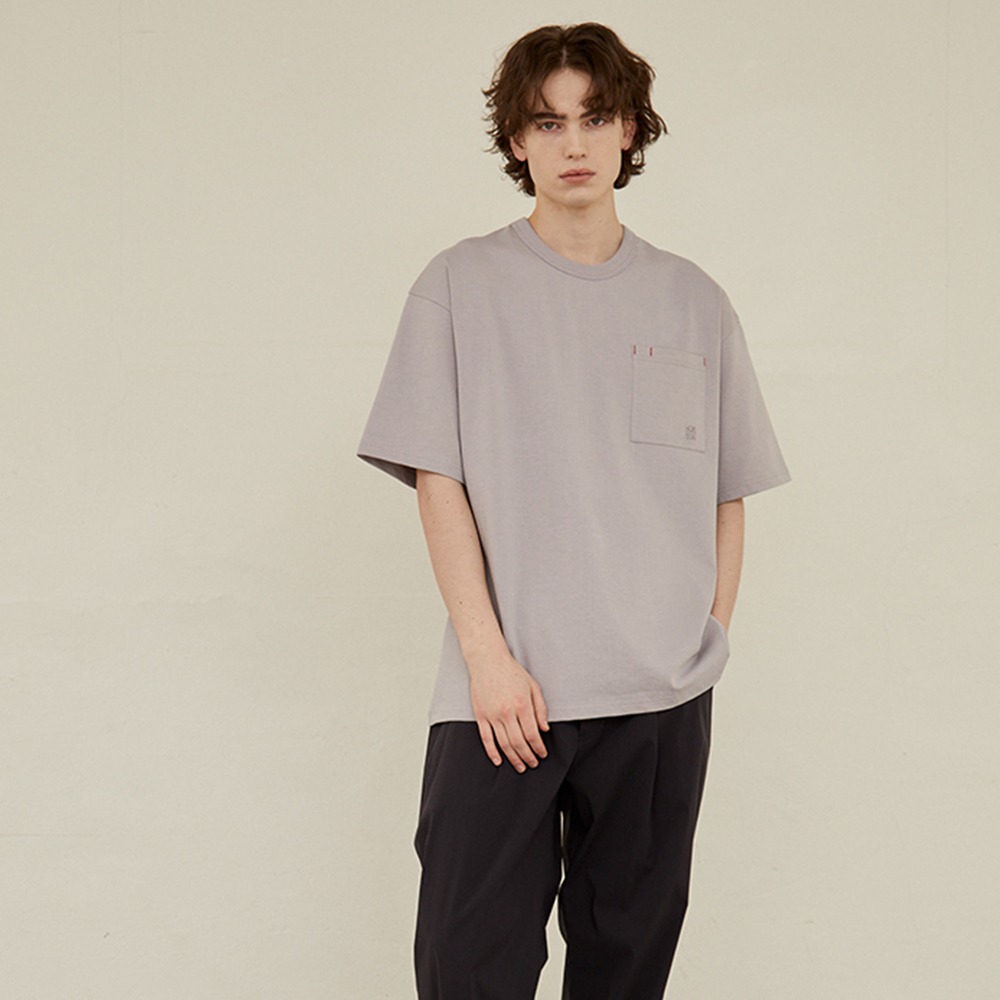 [Horlisun]  22SS Lawrence Short Sleeve Pocket T-shirt Smoke Lavender