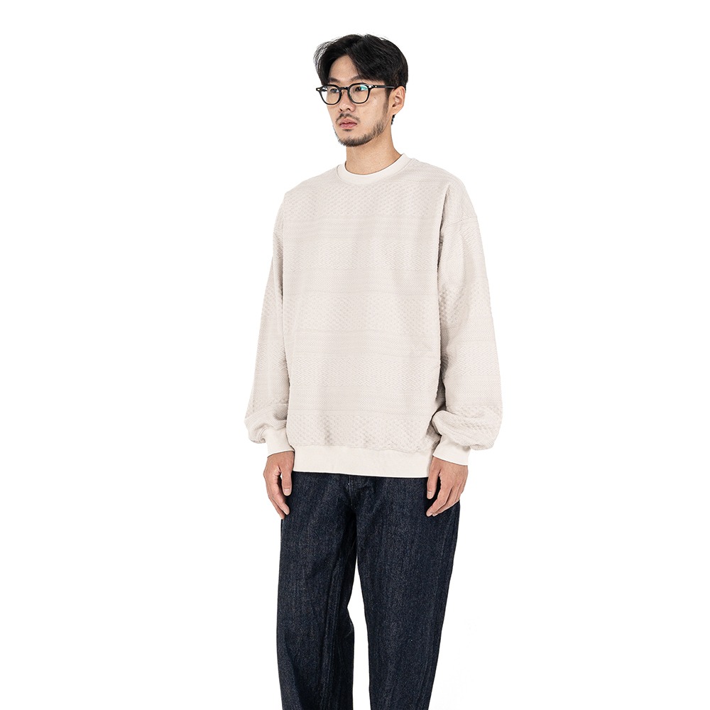 [Ourselves]  Cotton Weave Creneck Knit Ivory