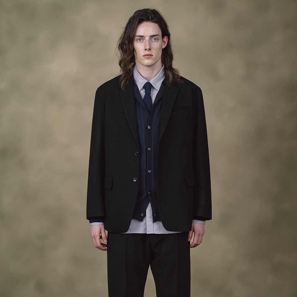 [Shirter]  Wool Flannel Jacket Black