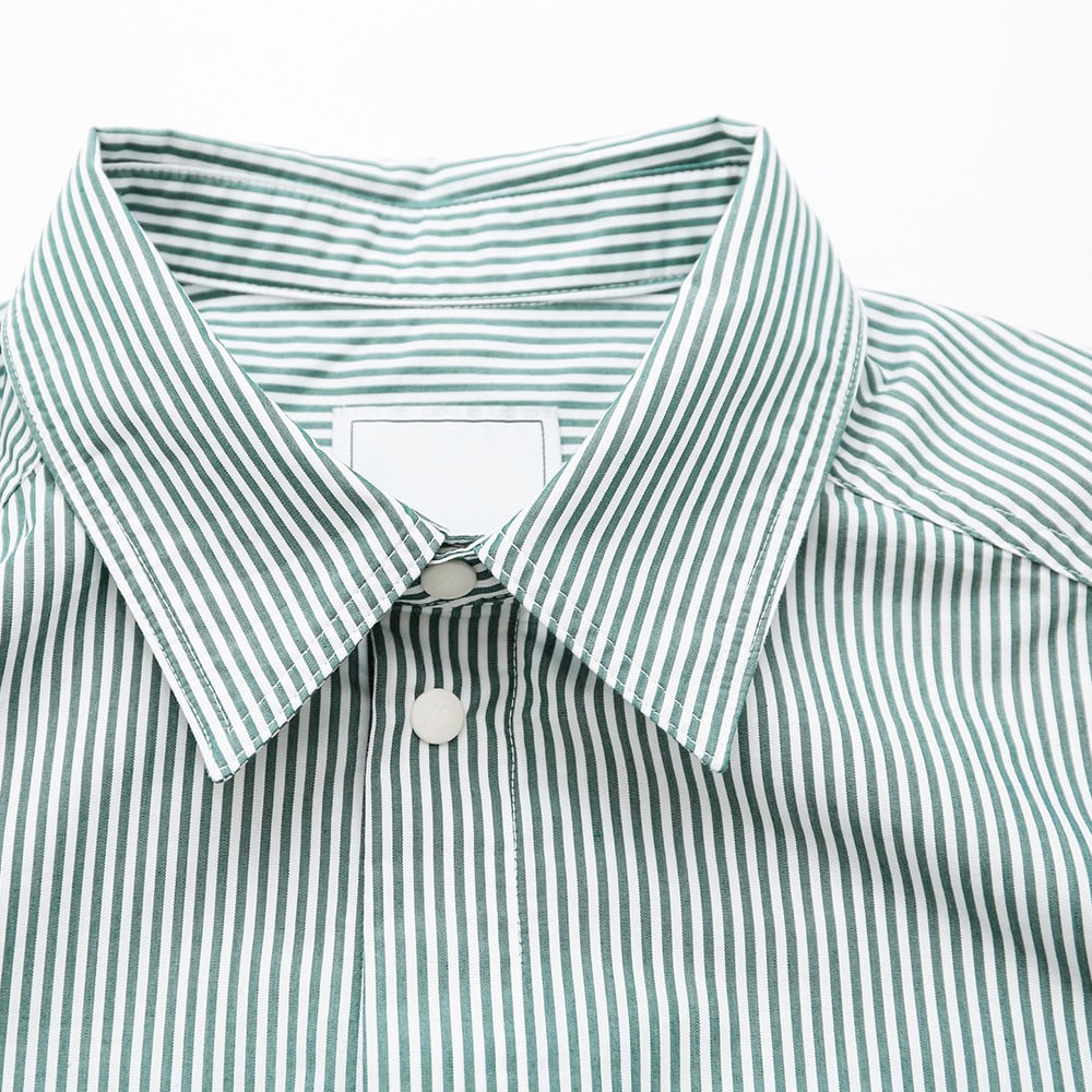 [Cayl]  Double Pocket Hiker Shirts Green Stripe
