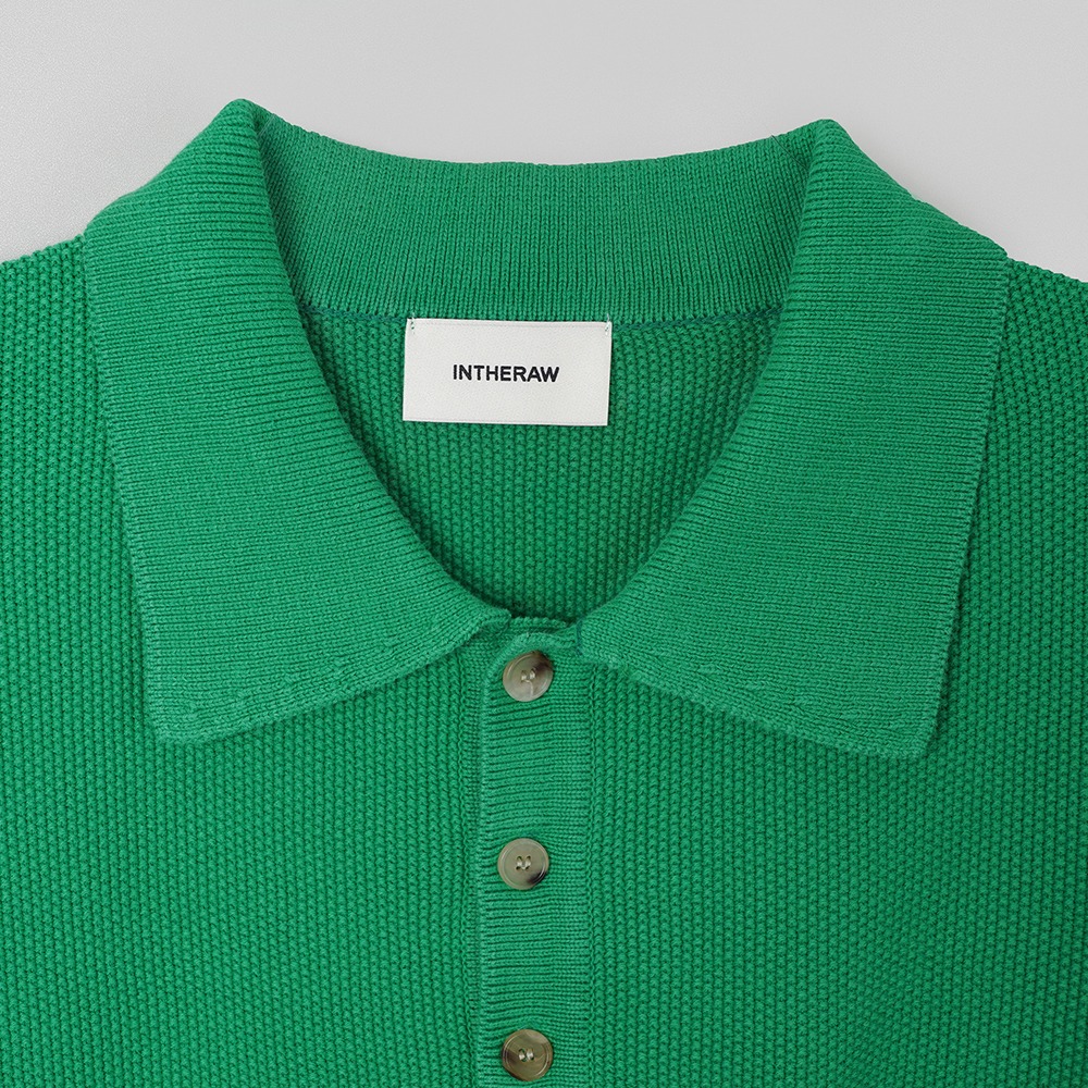 [INTHERAW]  Cotton Silk Knit Polo Vintage Green   회원 10% 할인 쿠폰 발행중 