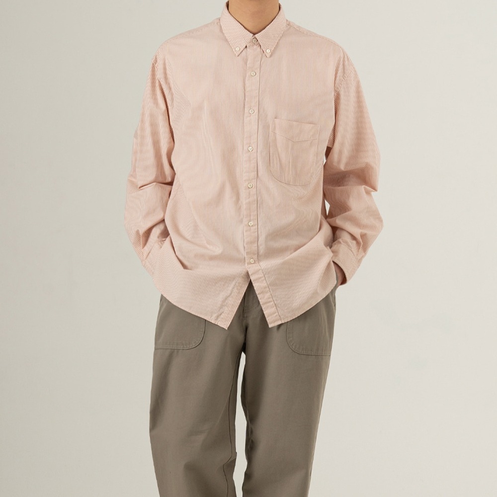 [Rough Side]  23SS Shirring Shirt Oxford Coral ST