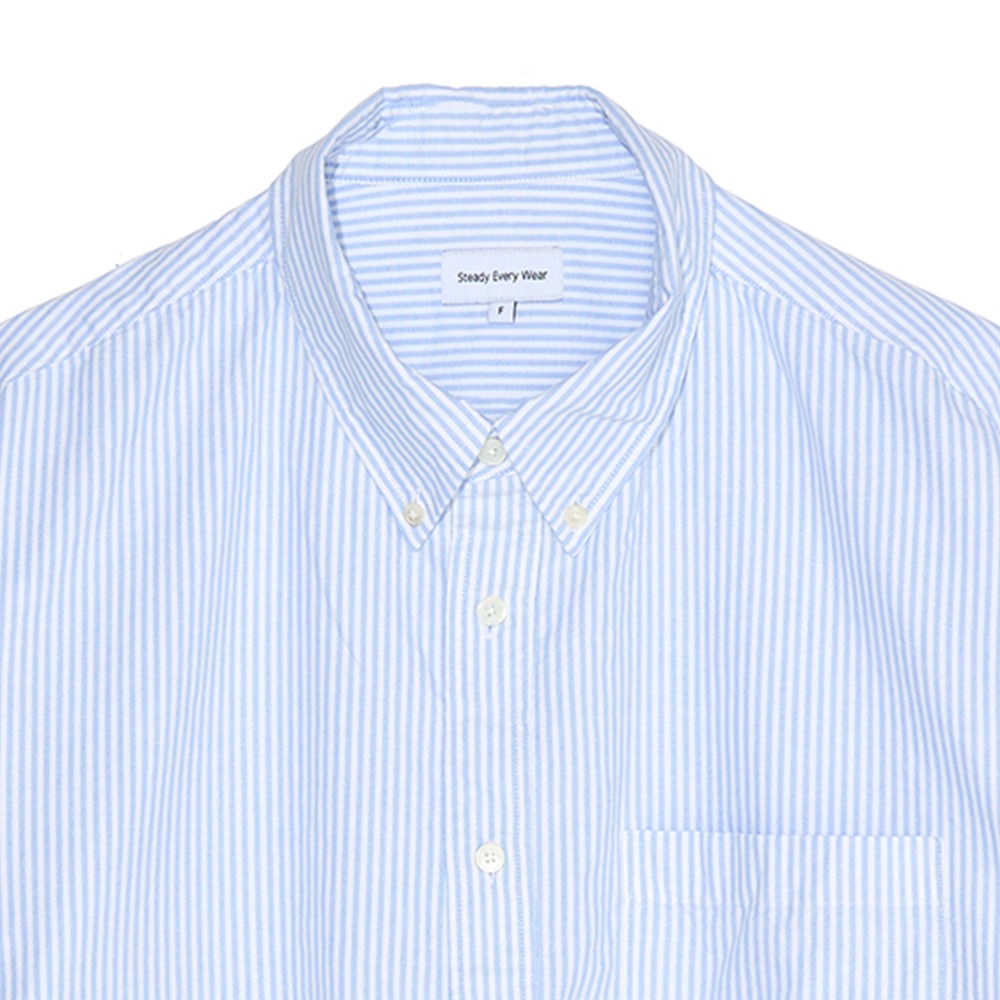 [Steady Every Wear]  Relaxed Oxford Striped BD Shirts Sky Blue