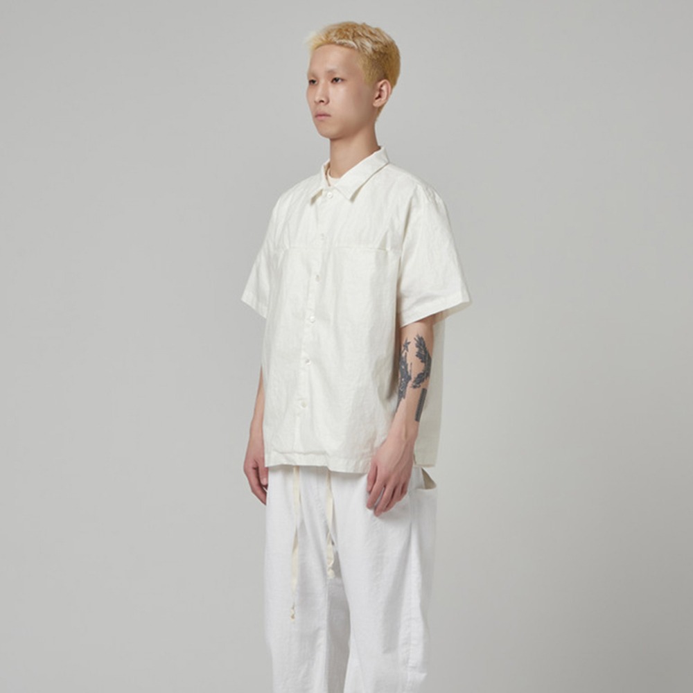 [Lcbx]  Waxed Linen Shirts Off White (Tailor made)