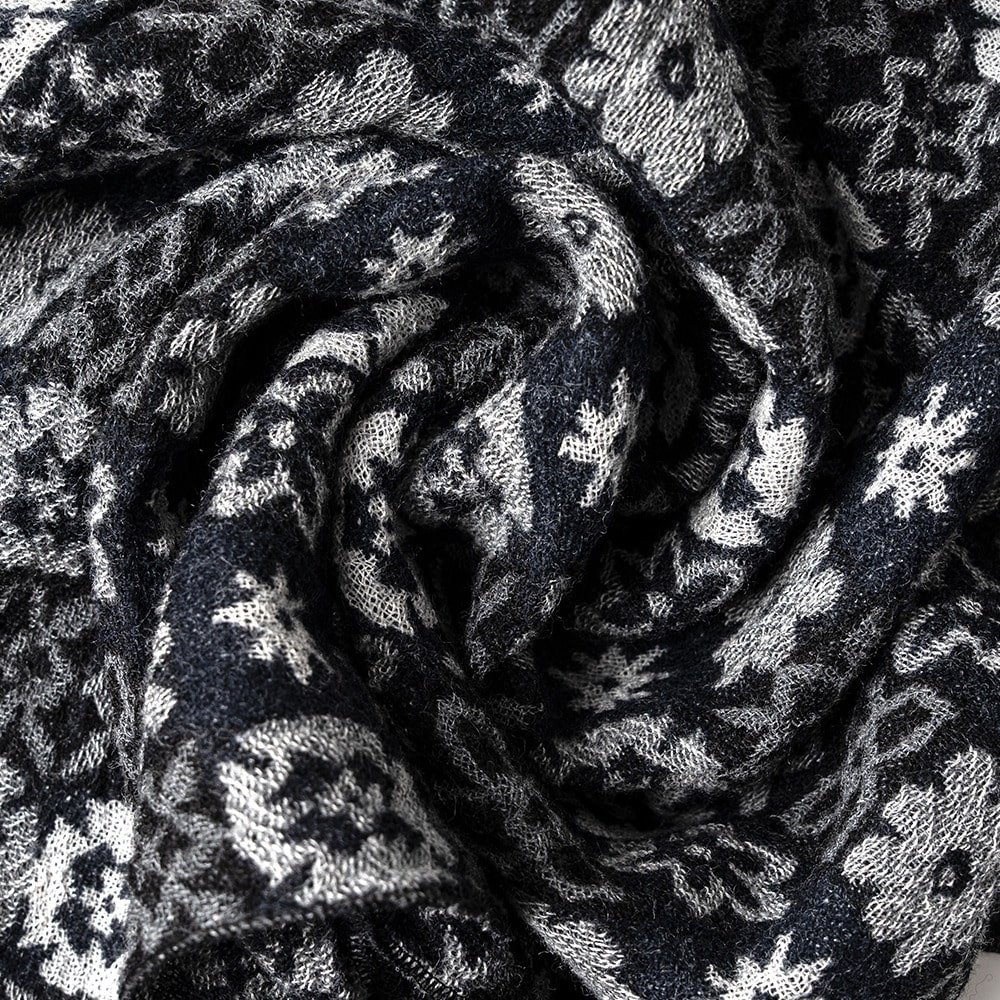 [Ourselves]  Washed Wool Scarf Black Navy