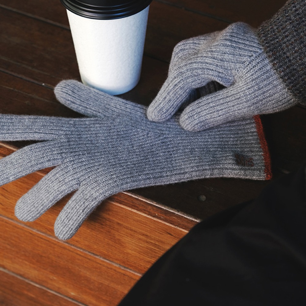 [Horlisun]  23FW Bless Wool Finger Gloves Grey Melange