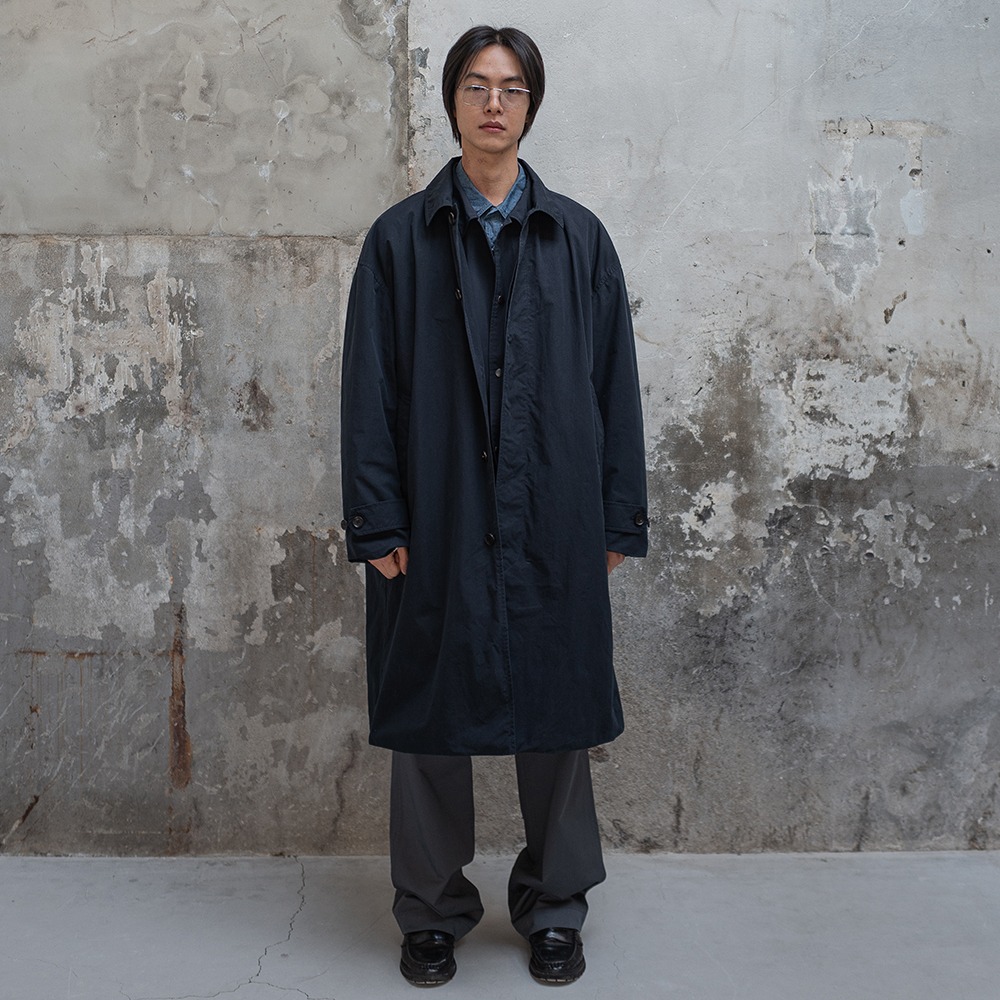 [Ourselves]  24SS Hidensity Weather Cloth Mac Coat Dark Navy  