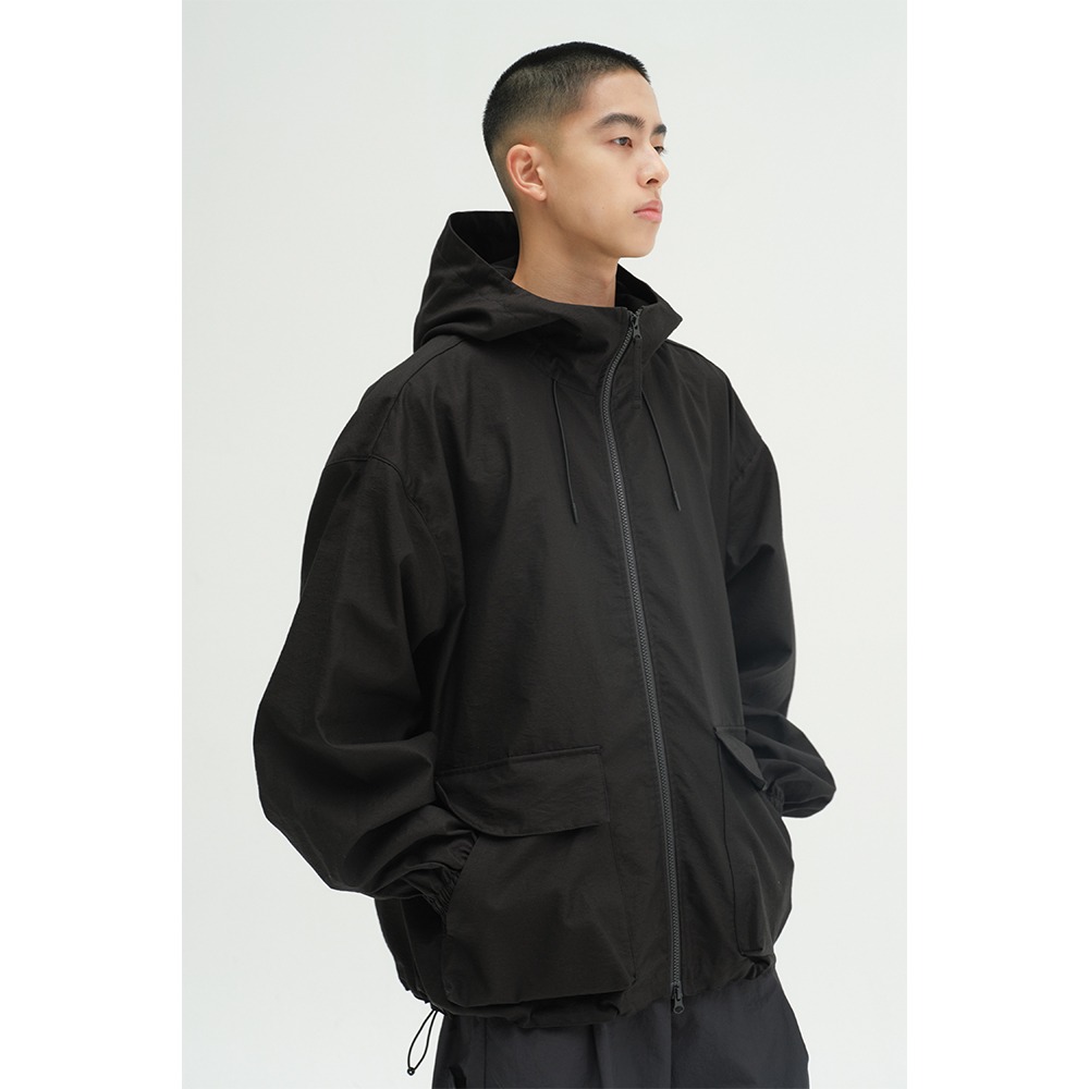 [Horlisun]  24SS Breeze Cotton hood Jacket Black