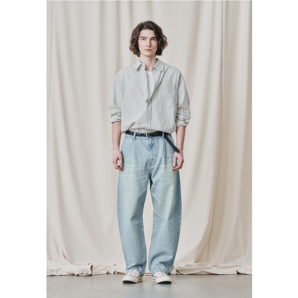 [Art if acts]  24SS One Tuck Curve Denim Pants Washed Light Blue
