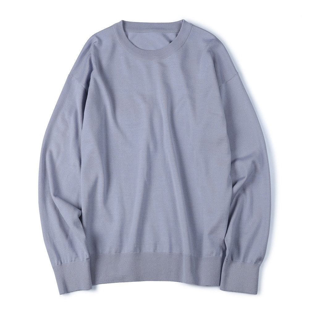 [Shirter]  Washable Pure Wool Crew Neck Knit Lavender   30% Season Off 