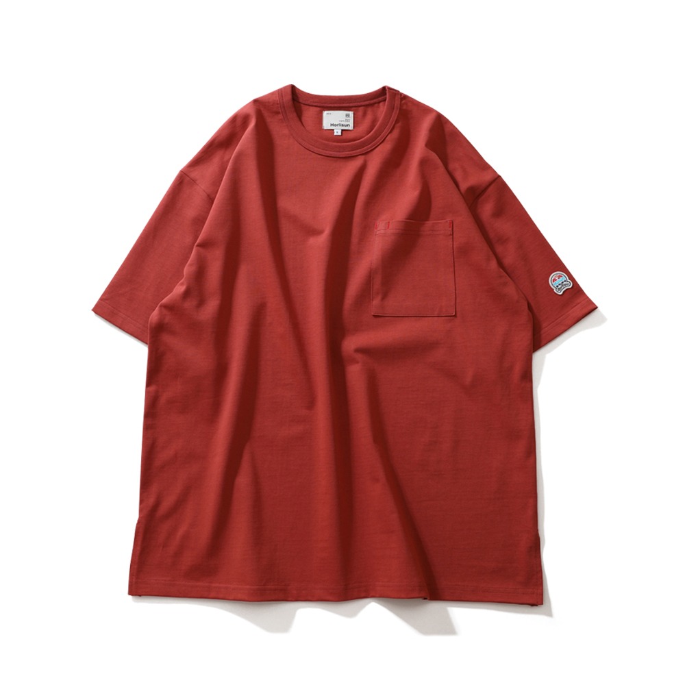 [Horlisun]  21SS Lawrence Overfit Short Sleeve Pocket T-shirts Cherry Tomato  