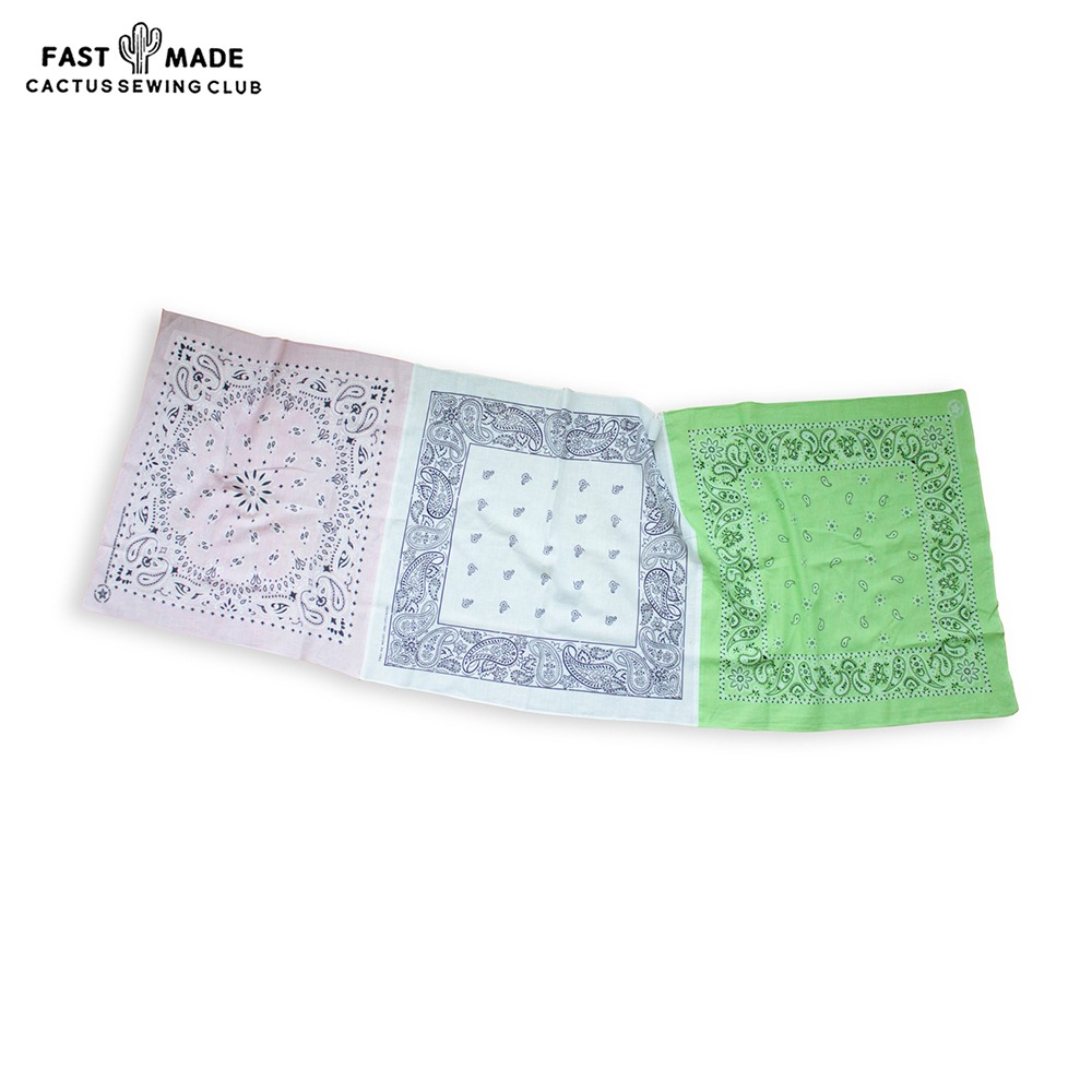 [Cactus Sewing Club]  80&#039;s-90&#039;s Vintage Fast Color Bandana Pink White Green