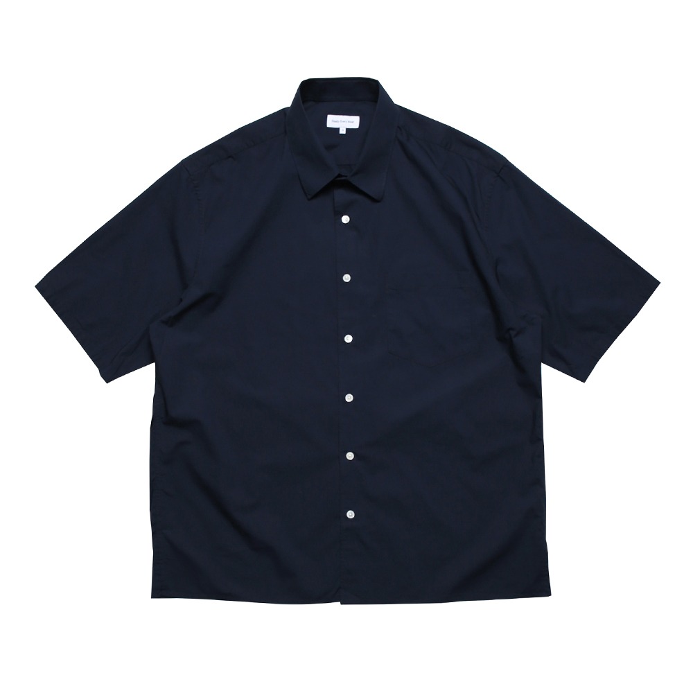 [Steady Every Wear]  Relaxed Half Sleeved Daily Shirts Navy