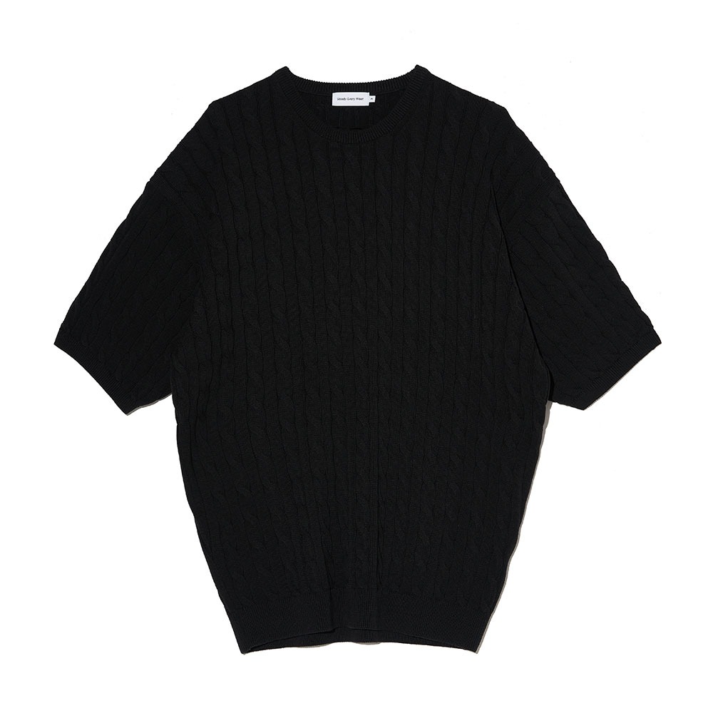 [Steady Every Wear]  Relaxed SS Cotton Cable Knit Black