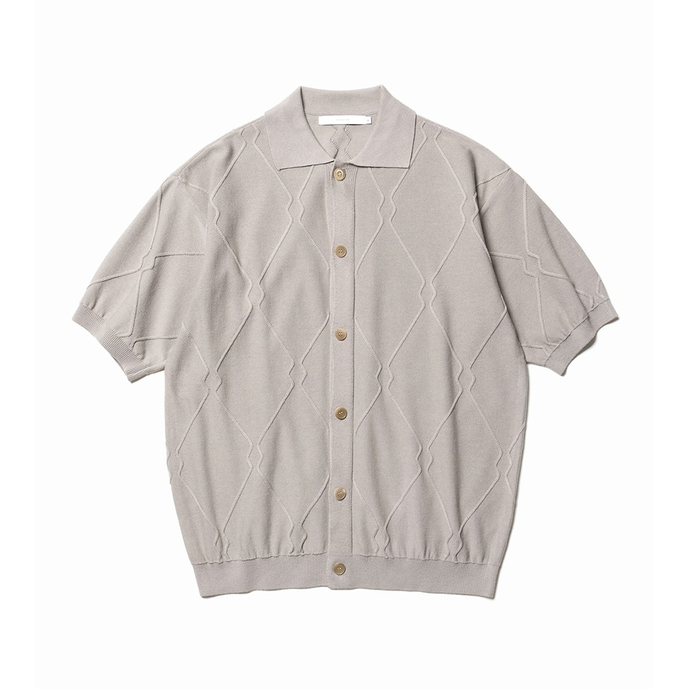 [Shirter]  Fine Guage Logo Pattern Half Cardigan Taupe