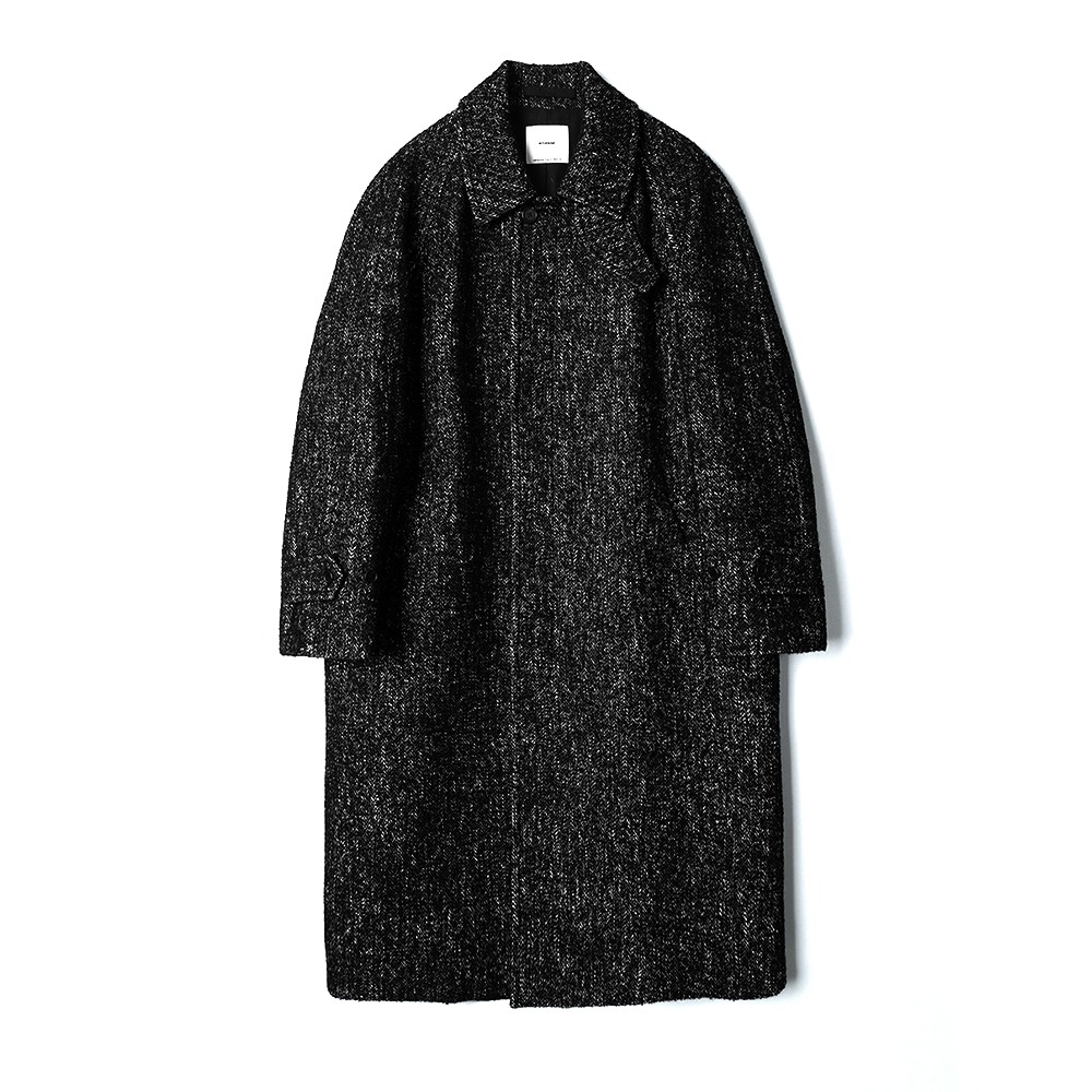 [INTHERAW]  Herringbone Tweed Coat Black
