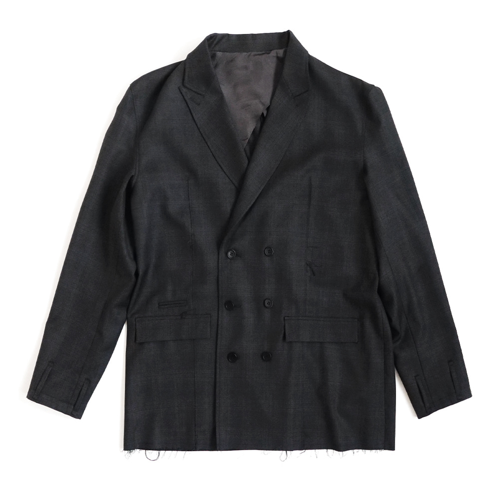[Gakuro]  Double Breasted Jacket Grey Check