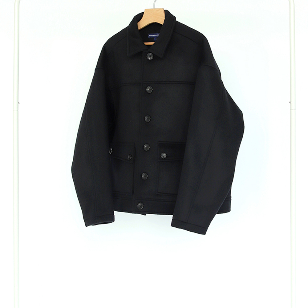 [Youngwall Junction]  Wool Trucker Jacket Black