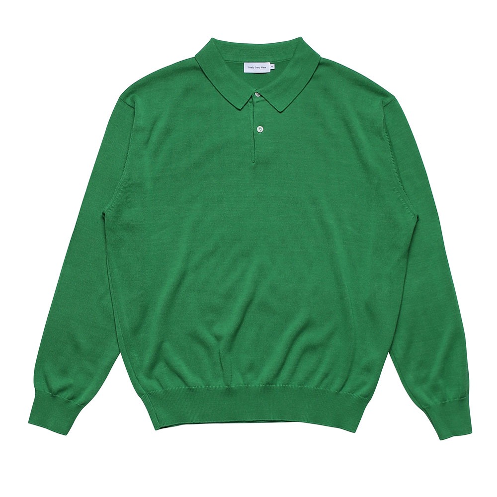 [Steady Every Wear]  2B Cotton Collar Knit Green 
