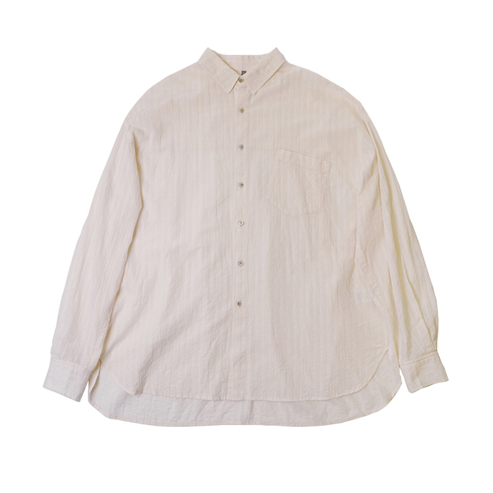 [Nought]  Stitch Stripe Shirt Ivory