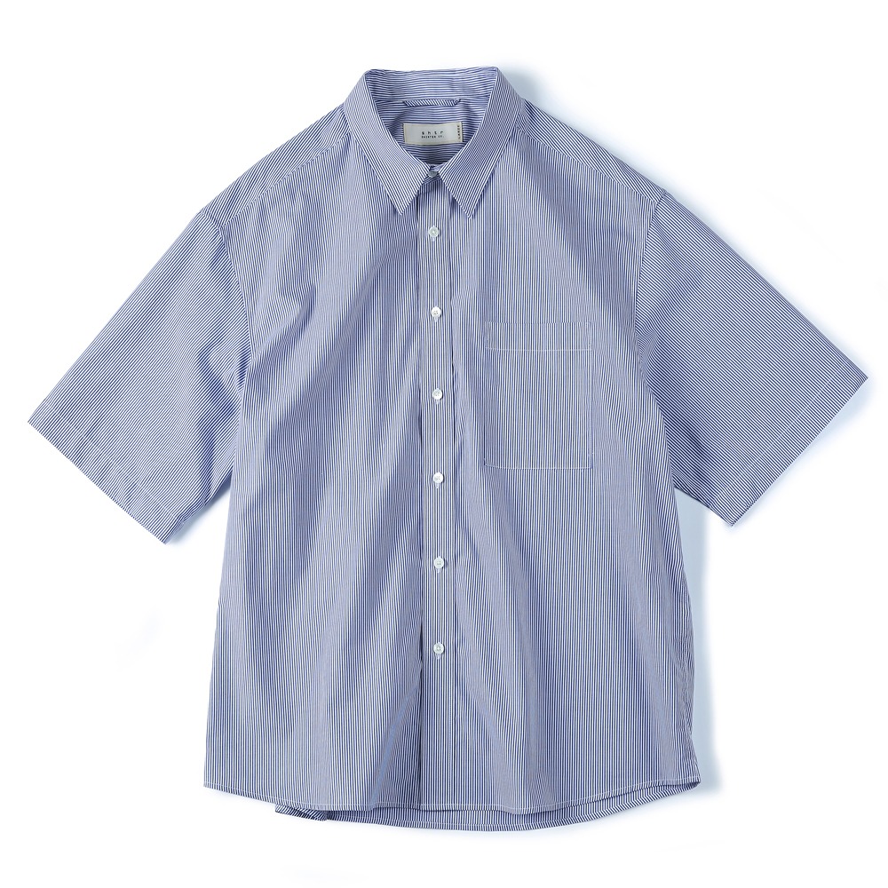 [Shirter]  Loosed Half Shirt Blue Stripe
