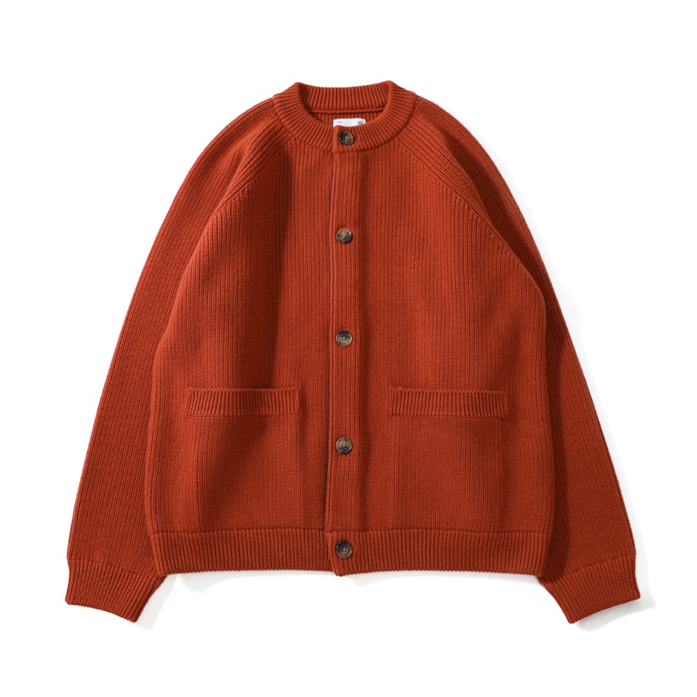 [Horlisun]  21FW 21FW Annette Superfine Wool Heavy Knit Cardigan Rust Orange
