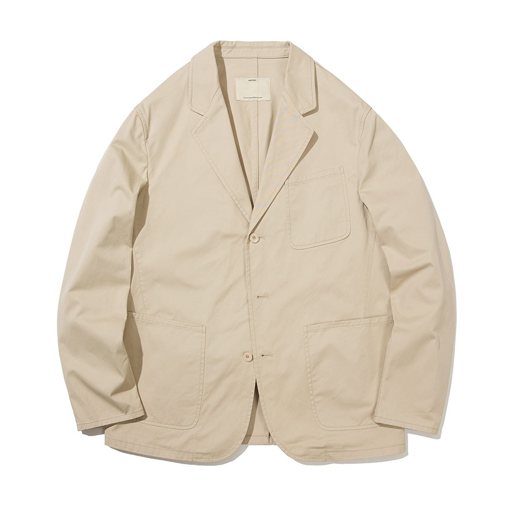 [Pottery]  Washed Sports Jacket Light Beige Ventile Gear Cotton Chino Cloth Resilient Finish