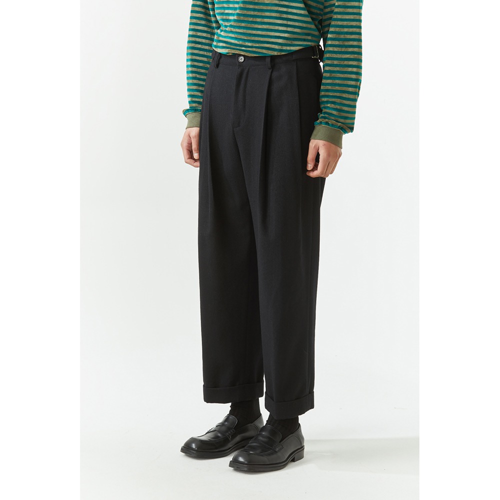 [Bearded Kid]  Flannel Wool Pants Black
