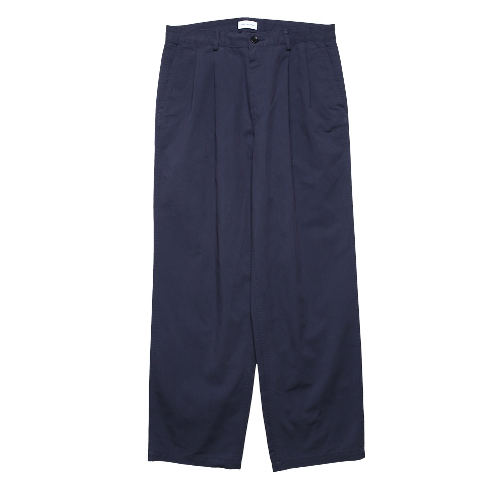 [Steady Every Wear]  Relaxed 2 Pleats Pants Navy