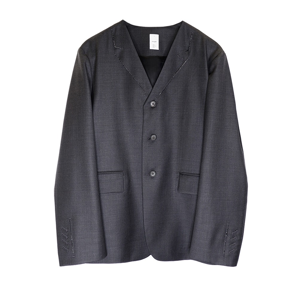 [Nought]  Cutting Detail 3 Button Jacket Charcoal